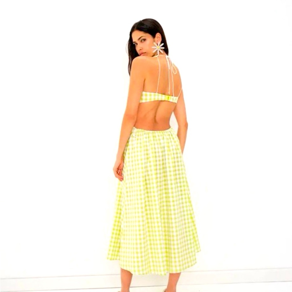 Green Gingham Open Back Moment - For Love and Lemons